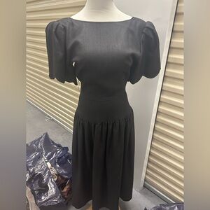 Chic Black Scallop Hem Dress Goth Mad Men 60’s Secretary